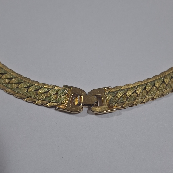 Vtg Gold Tone Clear Rhinestones Cocktail Collar Necklace 16.5" Foldover Clasp - Picture 6 of 14